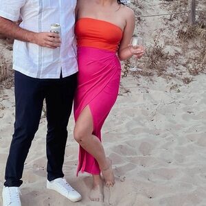 Orange and pink dress